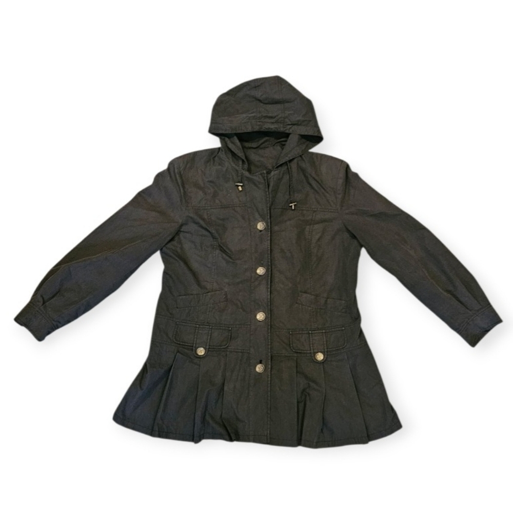 Women's Black, Mid-Length Hooded Jacket by Gallery Size XL